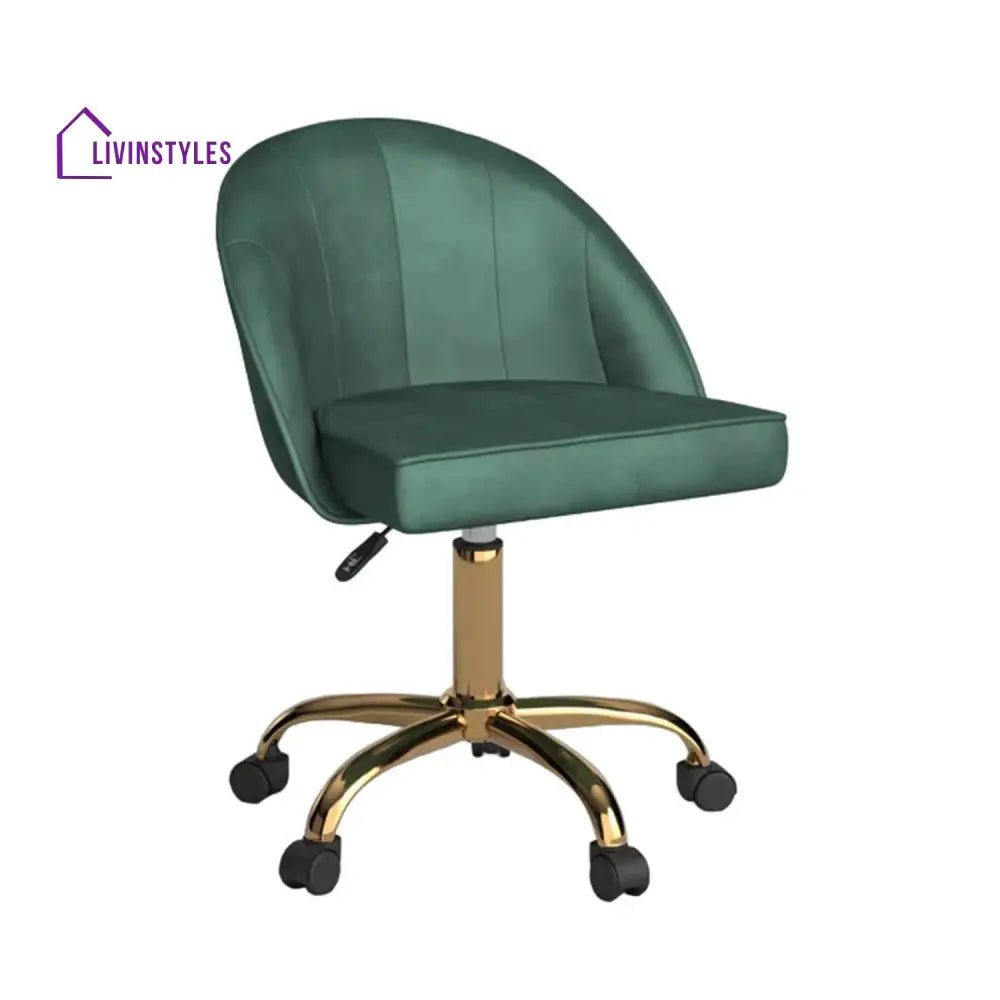 Luxury Tufted Office Chair With Wheels Green Furniture