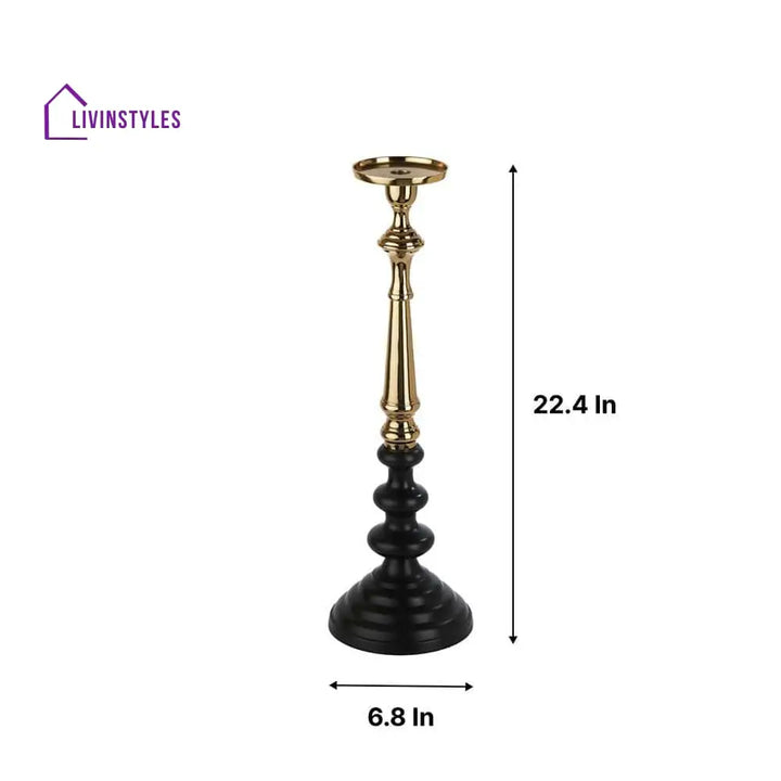 Lydia Pillar Large Candle Holder Black & Gold