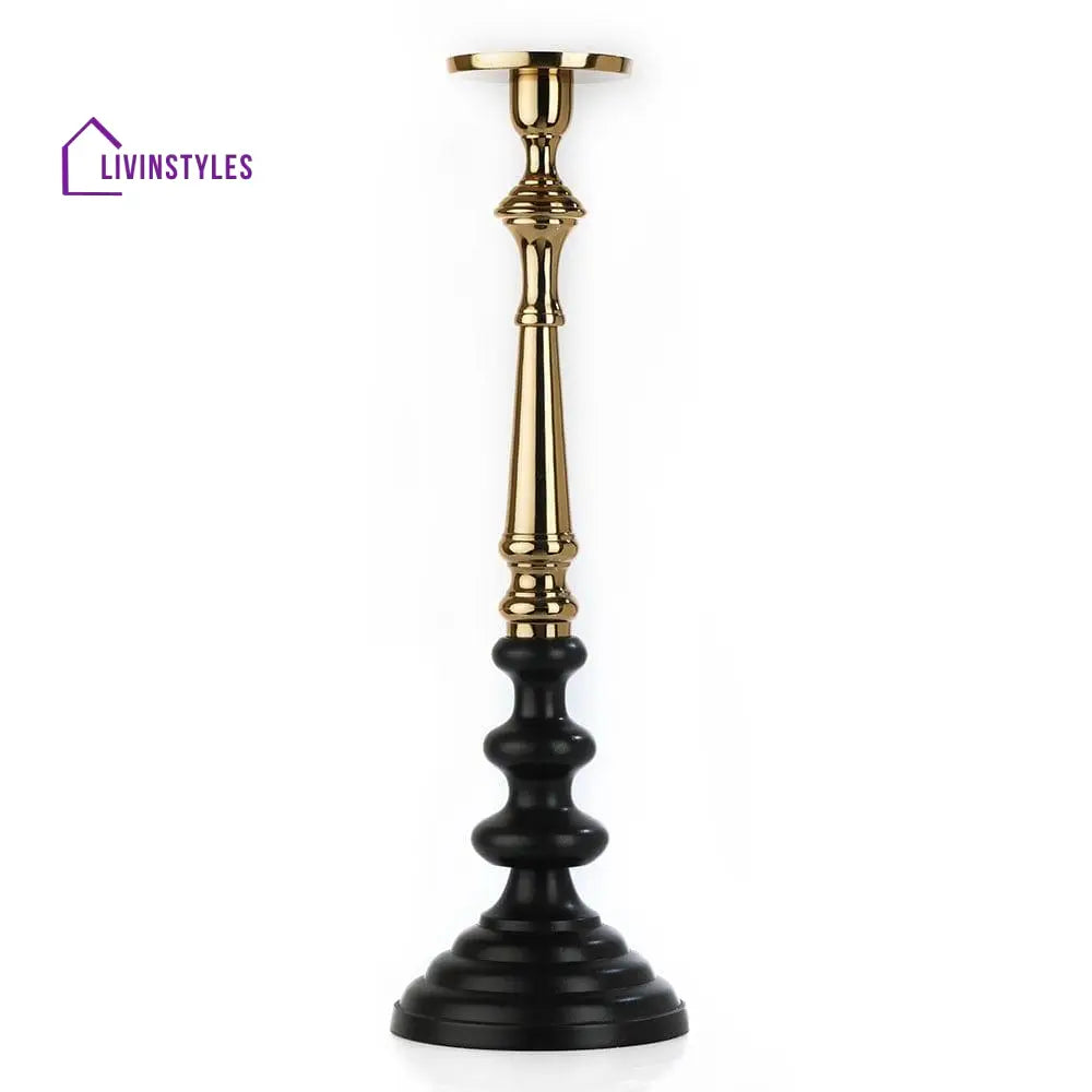 Lydia Pillar Large Candle Holder Black & Gold