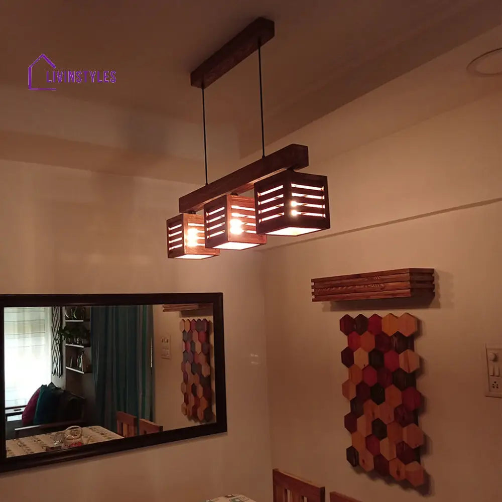 Lyon Beige & Brown Wooden Series Hanging Lamp Lamps