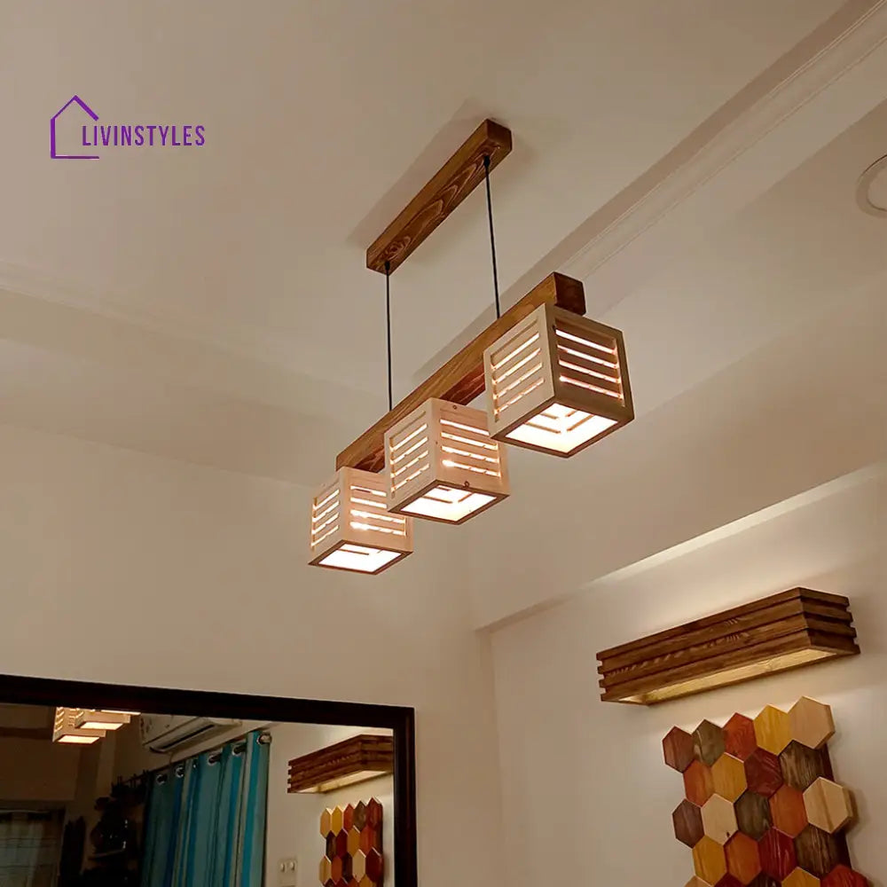 Lyon Beige & Brown Wooden Series Hanging Lamp Lamps