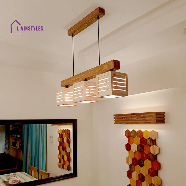 Lyon Beige & Brown Wooden Series Hanging Lamp Lamps