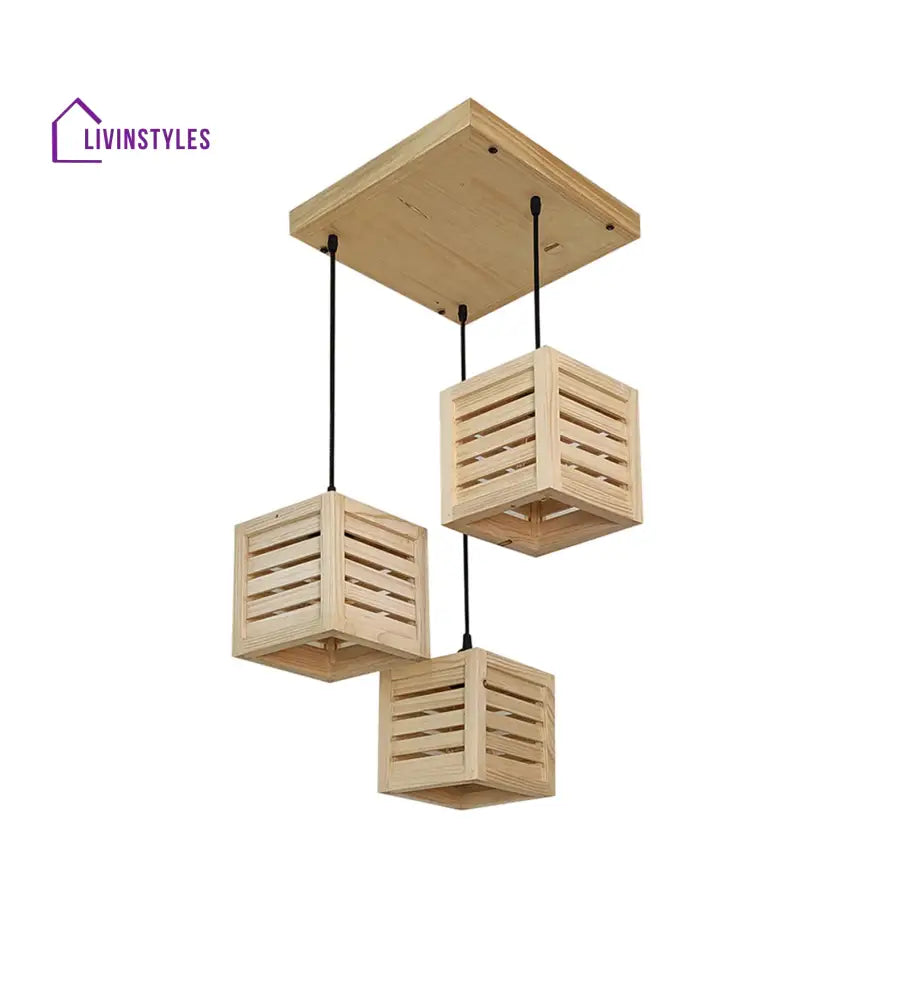 Lyon Beige Wooden Cluster Hanging Lamp Lamps