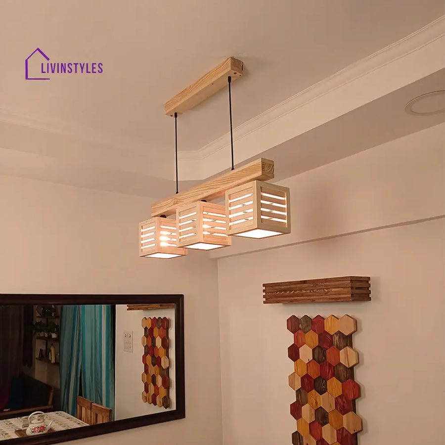 Lyon Beige Wooden Series Hanging Lamp Lamps