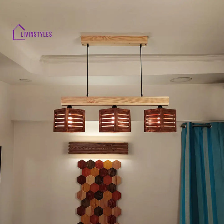 Lyon Brown & Beige Wooden Series Hanging Lamp Lamps