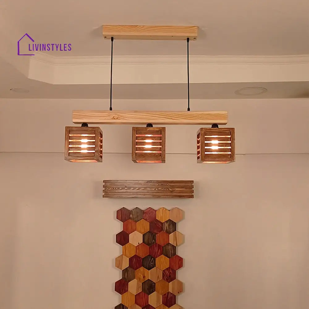 Lyon Brown & Beige Wooden Series Hanging Lamp Lamps