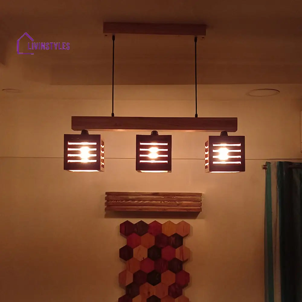 Lyon Brown & Beige Wooden Series Hanging Lamp Lamps