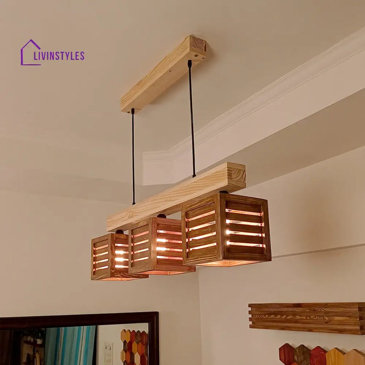 Lyon Brown & Beige Wooden Series Hanging Lamp Lamps