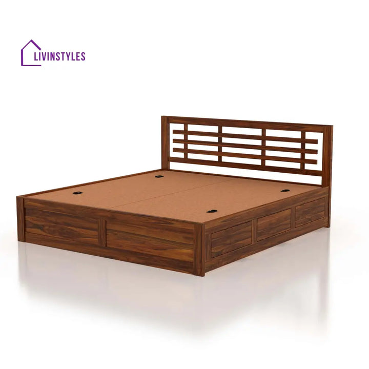 Lyon Solid Sheesham Wood Bed With Box Storage - 1 Year Warranty