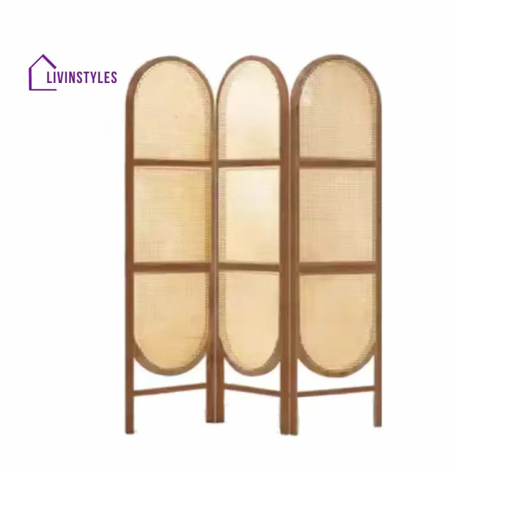 Lyra Wooden and Cane Weaving Room Partition for Living Room