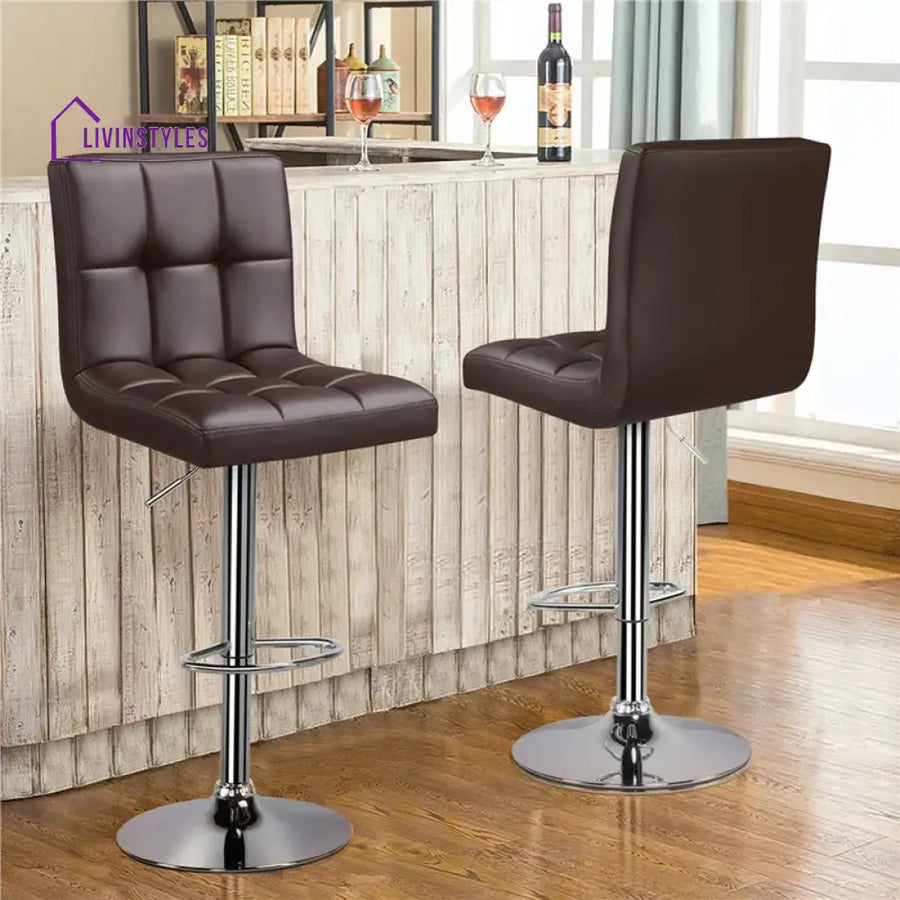 Brown Color Gerrilyn Swiel Adjustable Bar Stool Set Of-1