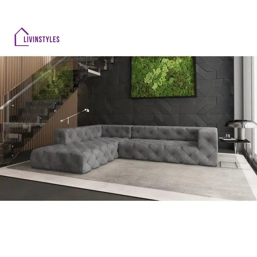 Madhuri Chesterfield Corner Sofa Grey