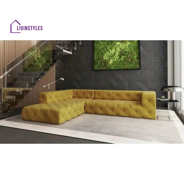 Madhuri Chesterfield Corner Sofa Yellow