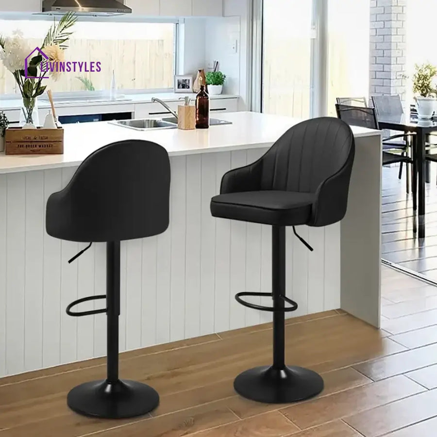 Mahesh Black Color Fressia Swiel Bar Stool