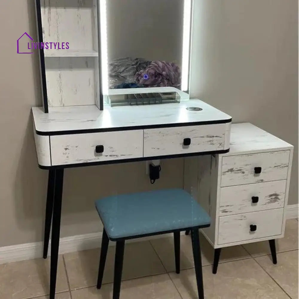 Mahira Dressing Table | Makeup Vanity Domen White