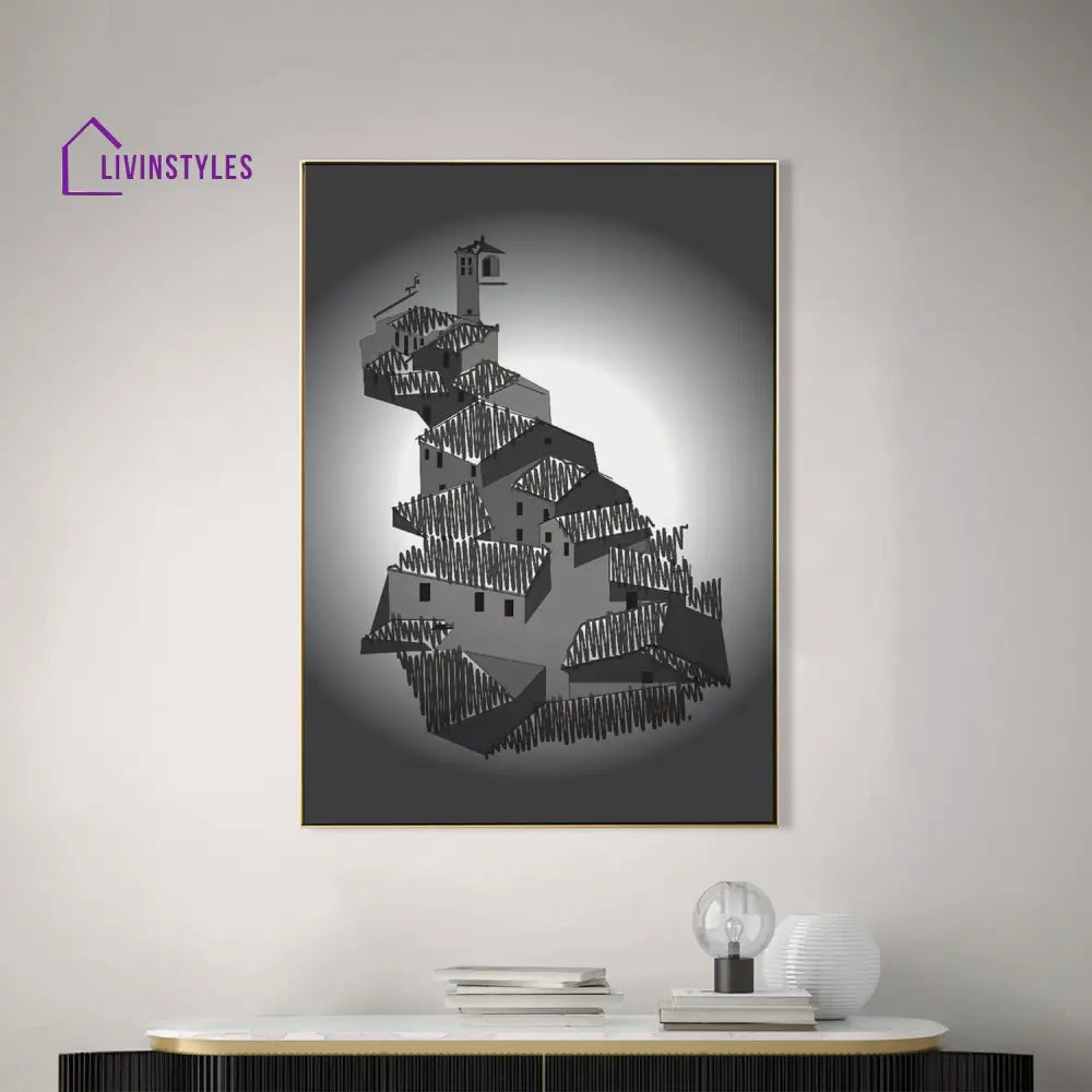 Majestic Castle Black And White Canvas Printed Wall Painting