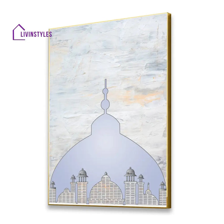 Majestic Dome Against Blue Sky Wall Painting 16 X 20 Inch / Canvas Gold Floating Frame