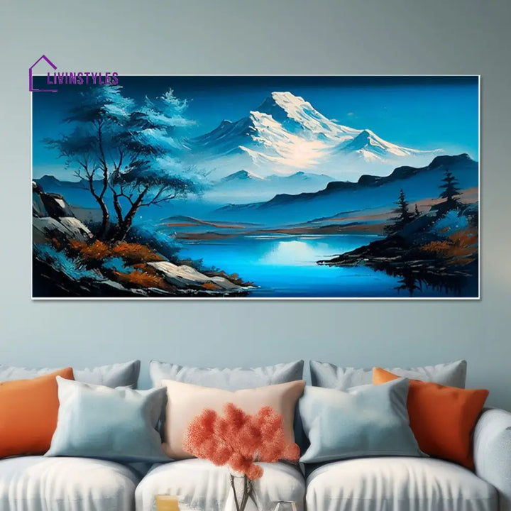 Majestic Mountain And Tranquil Lake Wall Painting