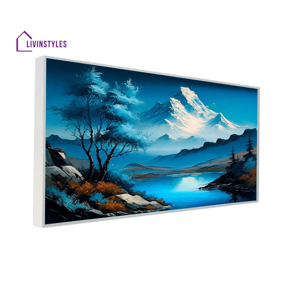 Majestic Mountain And Tranquil Lake Wall Painting