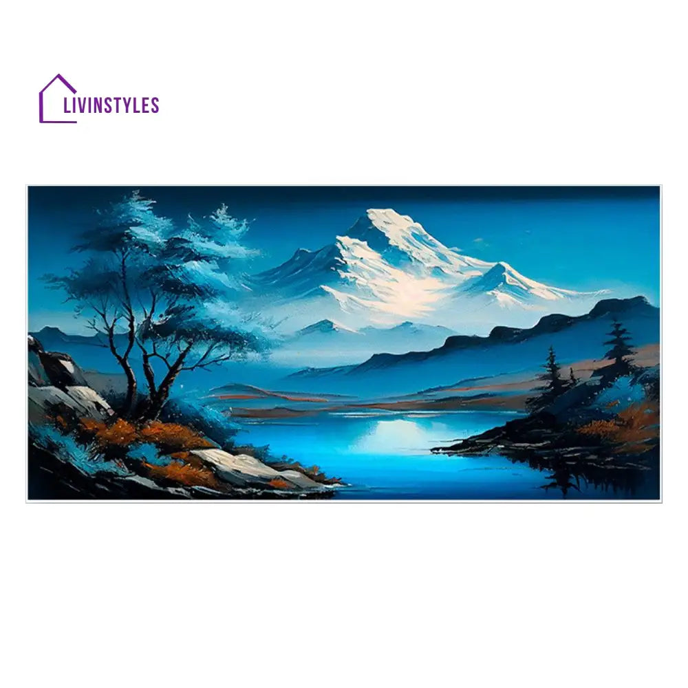 Majestic Mountain And Tranquil Lake Wall Painting