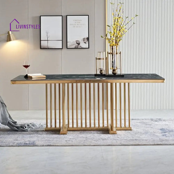 Malin Stainless Steel With Pvd Coated Dining Table Marble Top