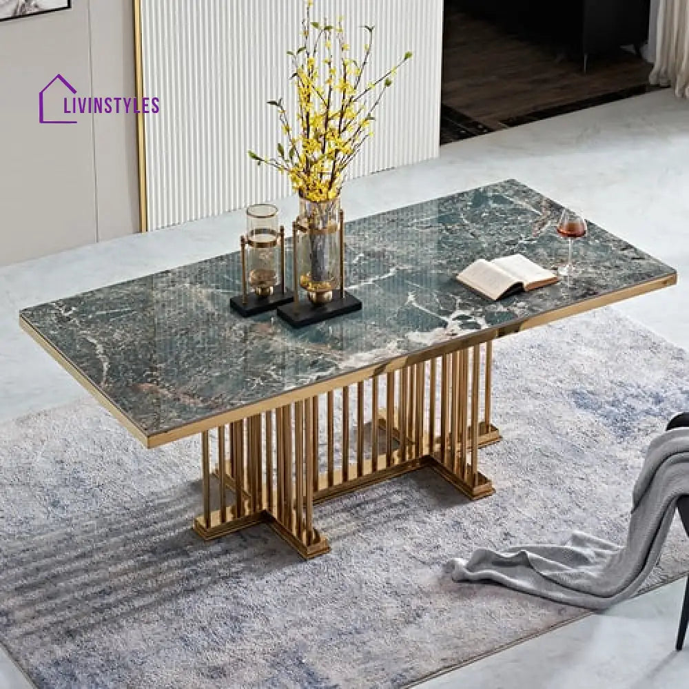 Malin Stainless Steel With Pvd Coated Dining Table Marble Top