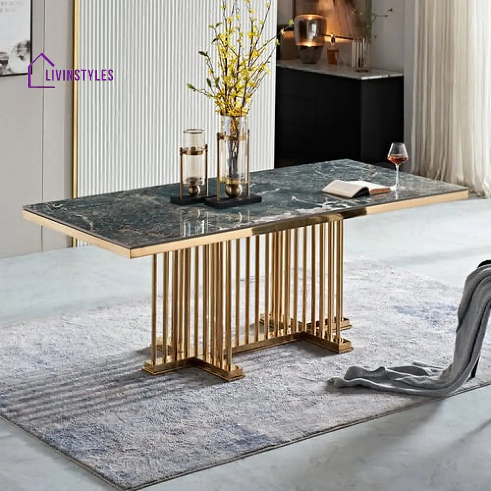 Malin Stainless Steel With Pvd Coated Dining Table Marble Top