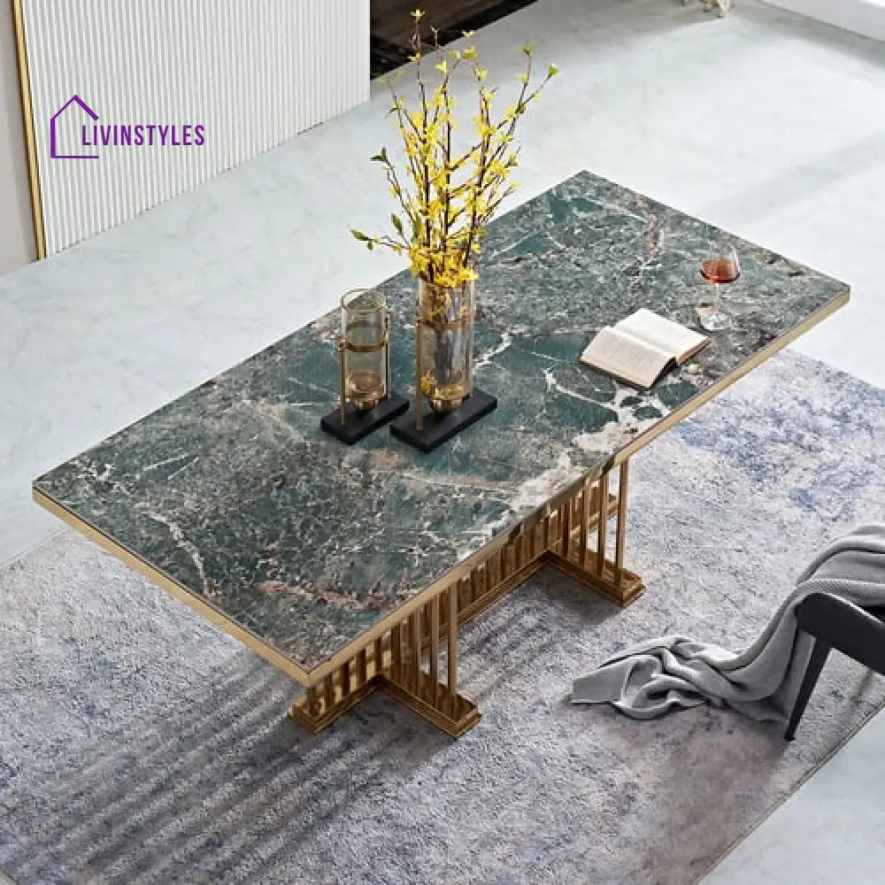 Malin Stainless Steel With Pvd Coated Dining Table Marble Top