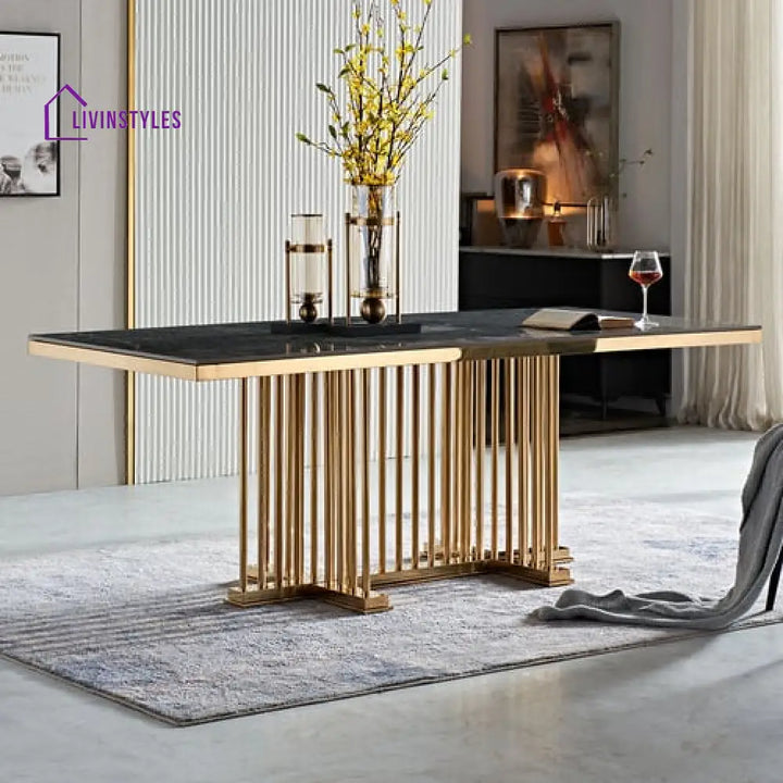 Malin Stainless Steel With Pvd Coated Dining Table Marble Top