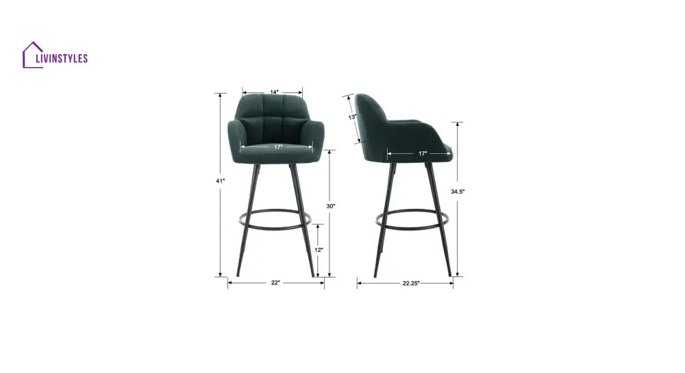 Manish Green Color Cayden Bar Stool