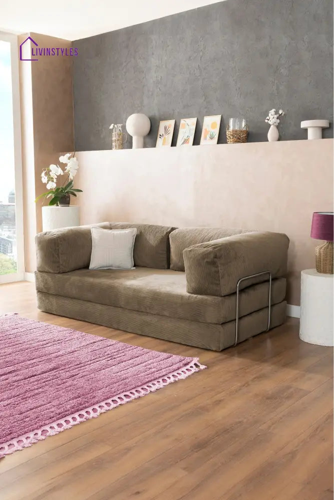 Manisha Beige Sofa Come Bed For Living Room