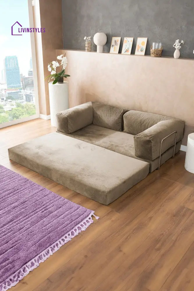 Manisha Beige Sofa Come Bed For Living Room