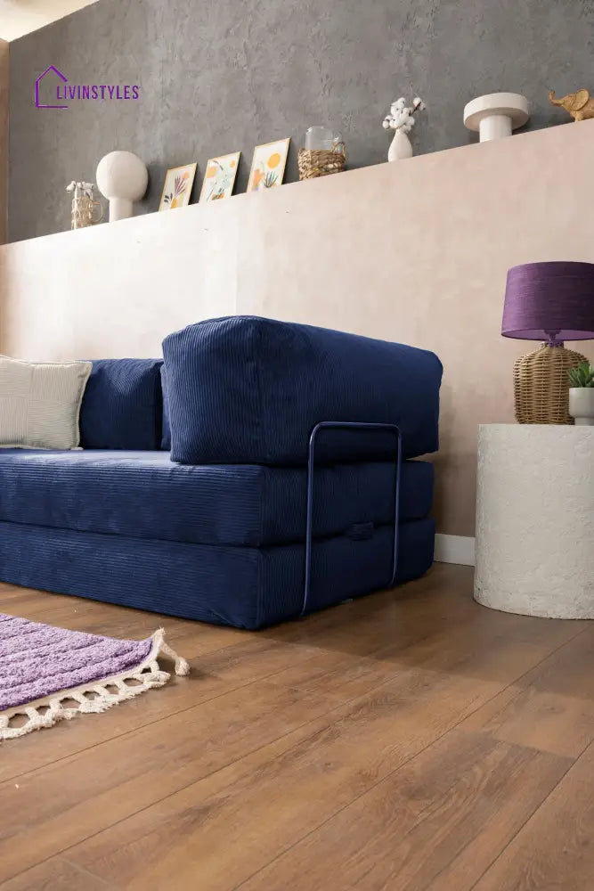 Manisha Blue Sofa Come Bed For Living Room