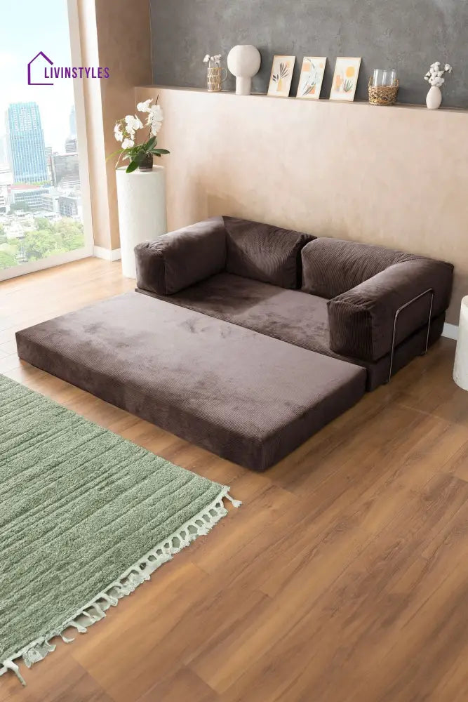 Manisha Brown Sofa Come Bed For Living Room