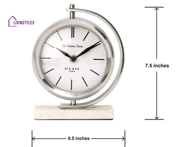 Marbellic Silver Clock Table Clock