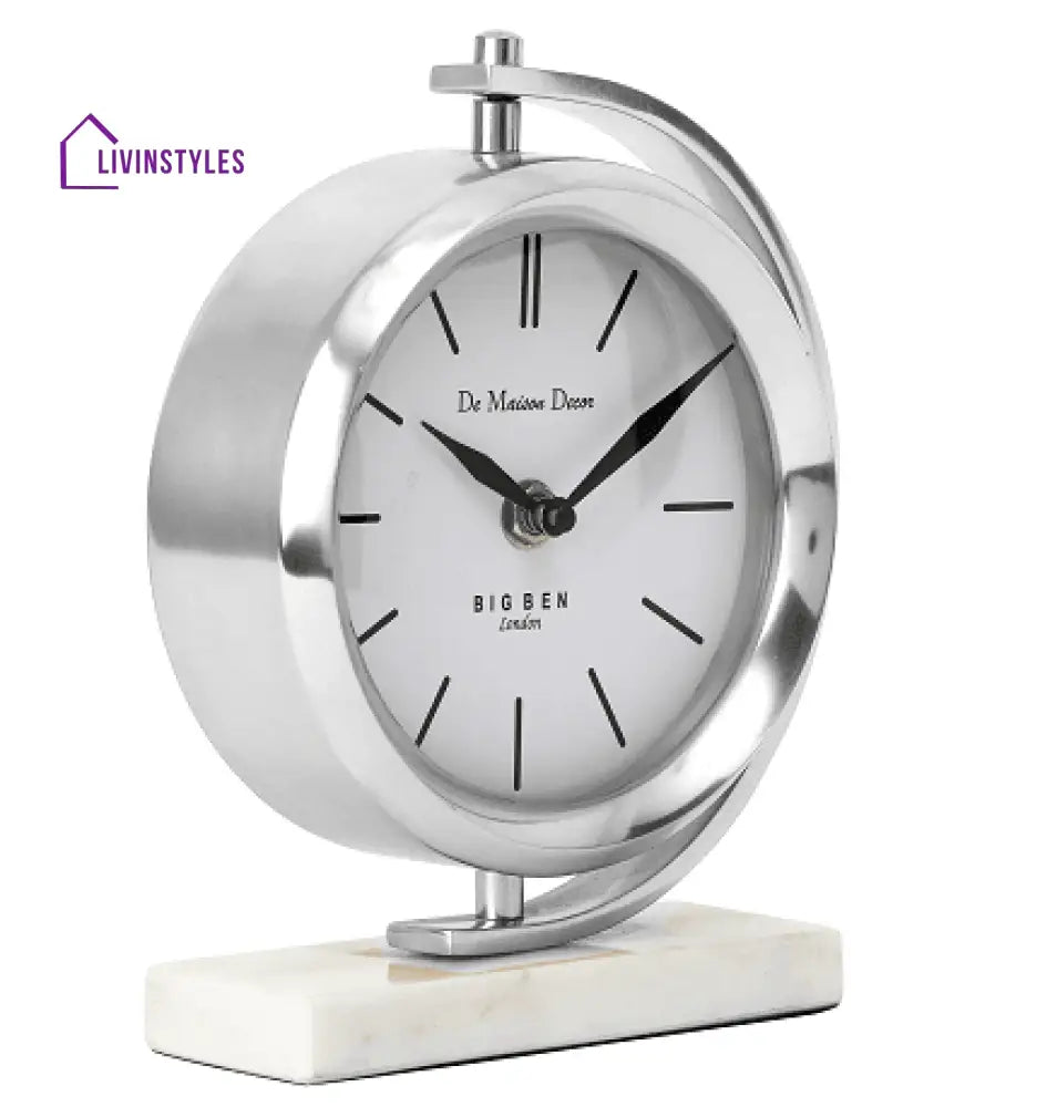 Marbellic Silver Clock Table Clock