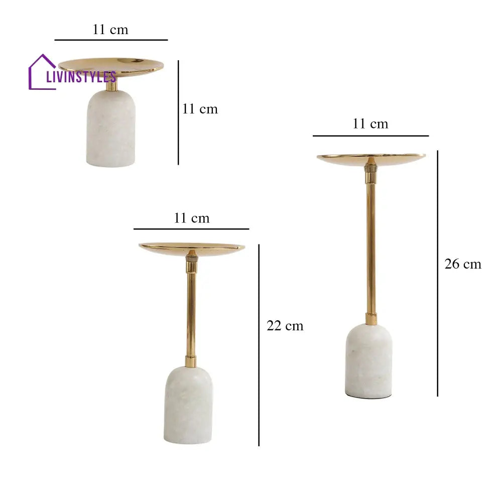 Marble Pri Pillar Candle Gold Set Holder