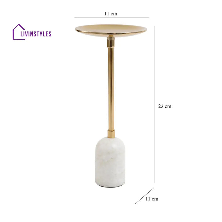 Marble Pri Pillar Candle Medium Stand In Gold Holder