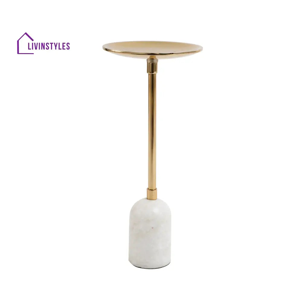 Marble Pri Pillar Candle Medium Stand In Gold Holder