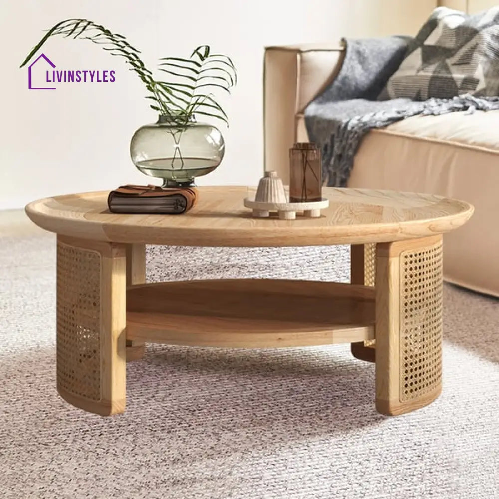 Maria Cane And Solid Wood Coffee Table