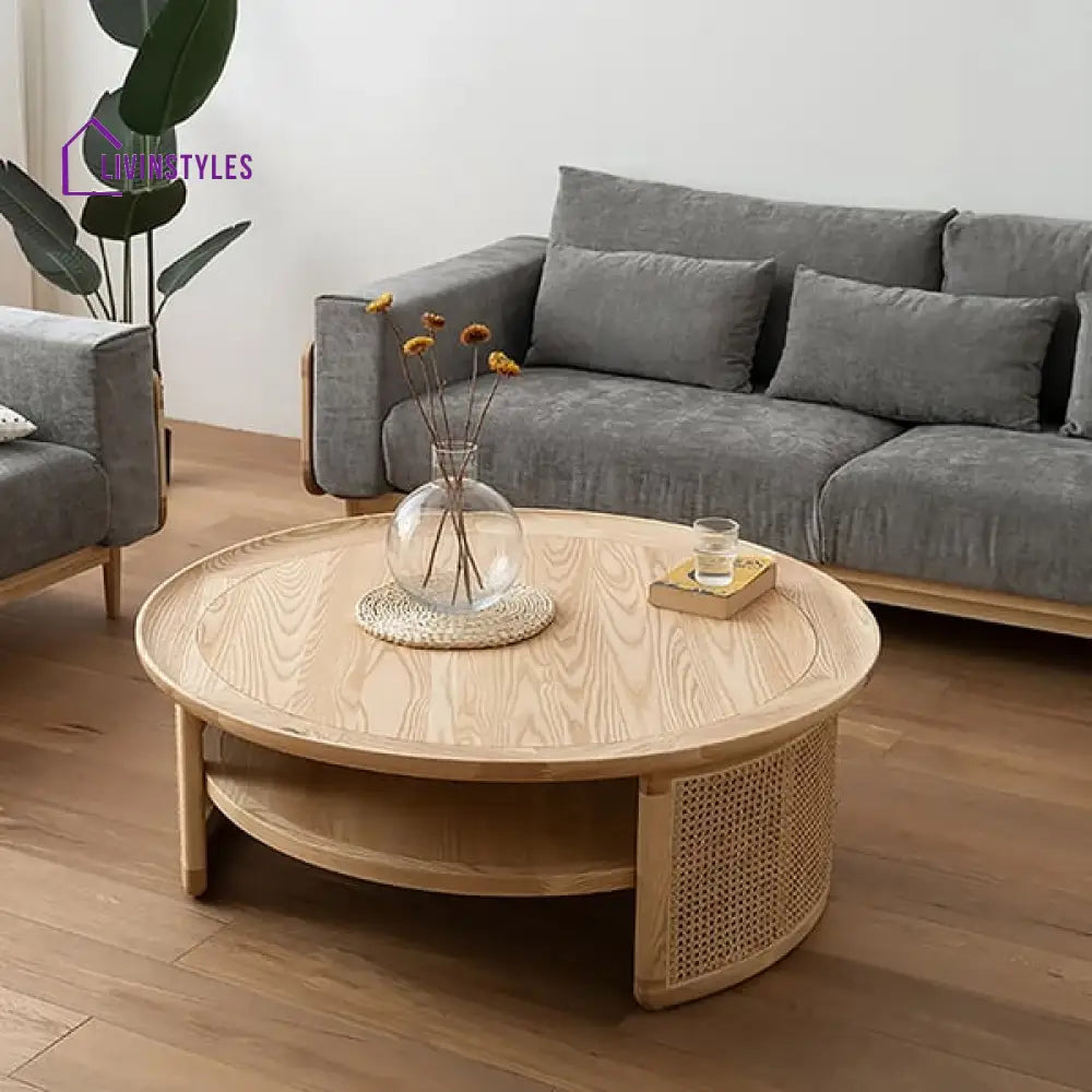 Maria Cane And Solid Wood Coffee Table