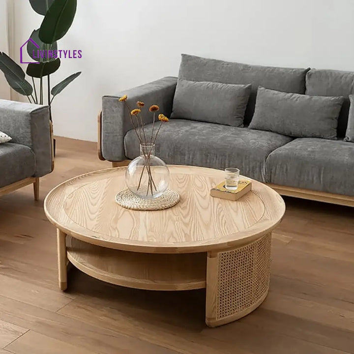 Maria Cane And Solid Wood Coffee Table