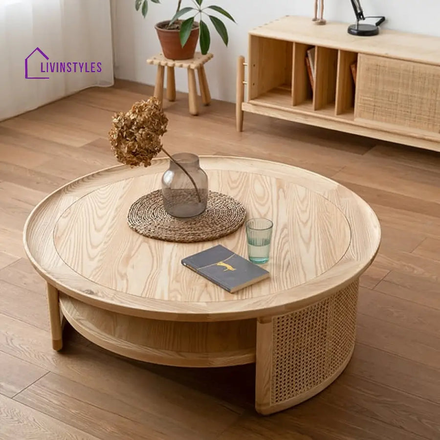 Maria Cane And Solid Wood Coffee Table