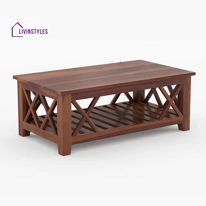Maria Solid Wood Rectangle Coffee Table For Living Room