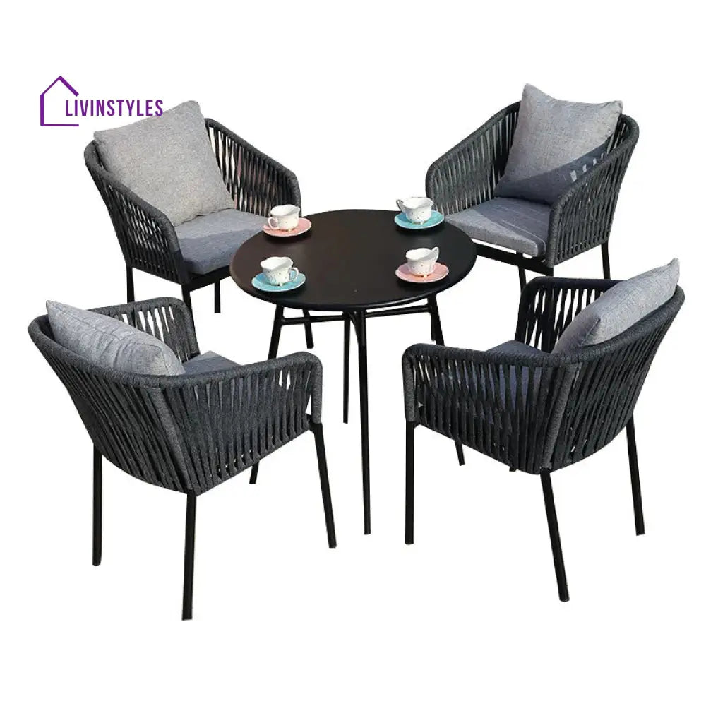 Mariana Outdoor Patio Seating Set 4 Chairs And 1 Table (Dark Grey)