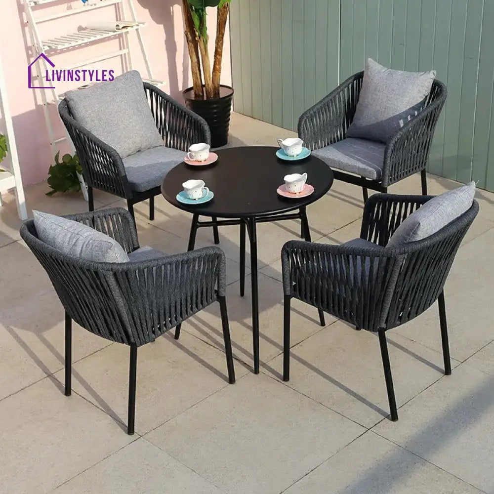 Mariana Outdoor Patio Seating Set 4 Chairs And 1 Table (Dark Grey)