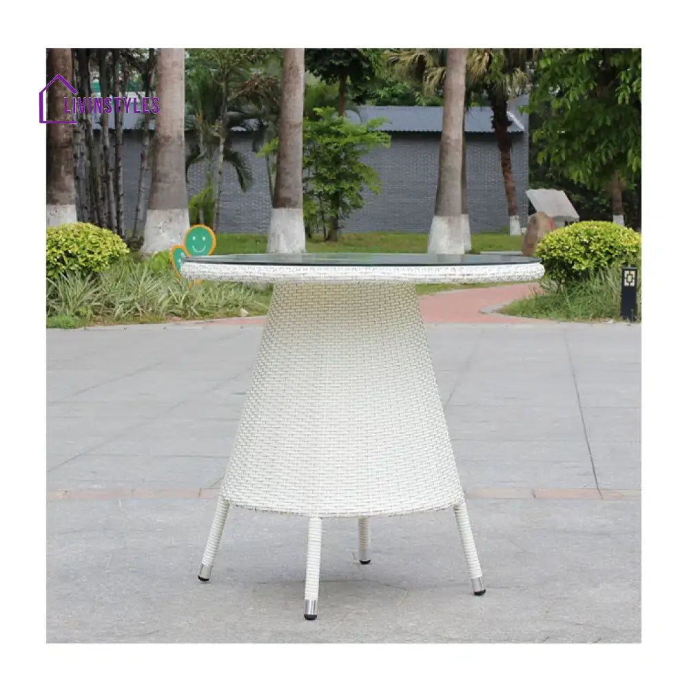 Maridhi Outdoor Patio Seating Set 4 Chairs And 1 Table (White) Coffee Sets