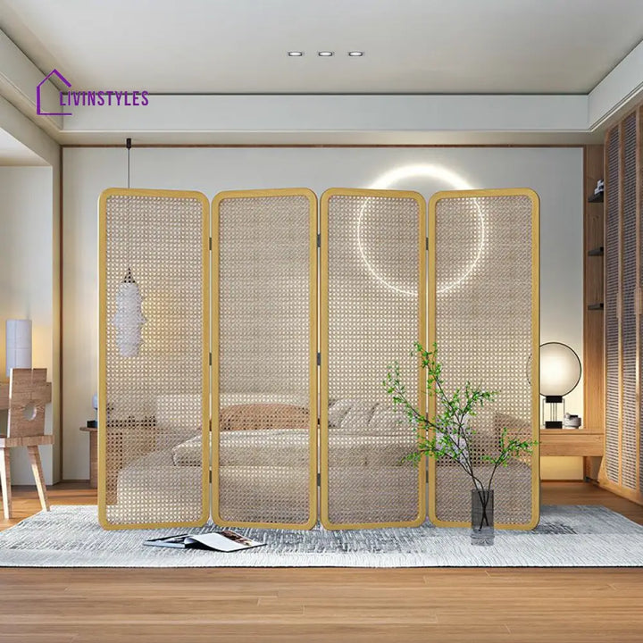 MarigoldWooden and Cane Weaving Room Partition for Living Room