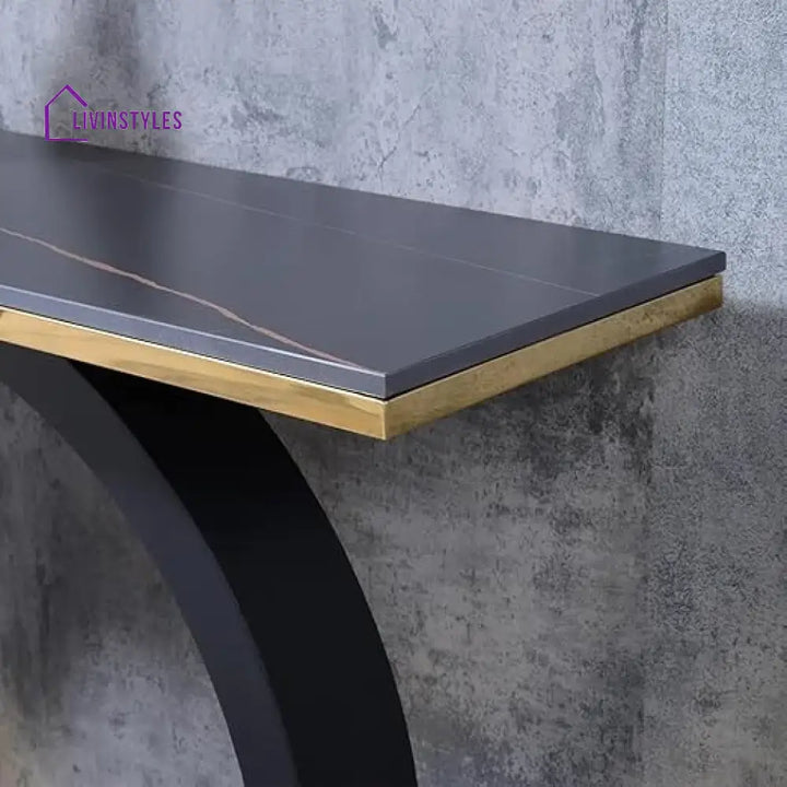 Marina Geometry Shaped Stone Top & Stainless Steel Frame Console Table