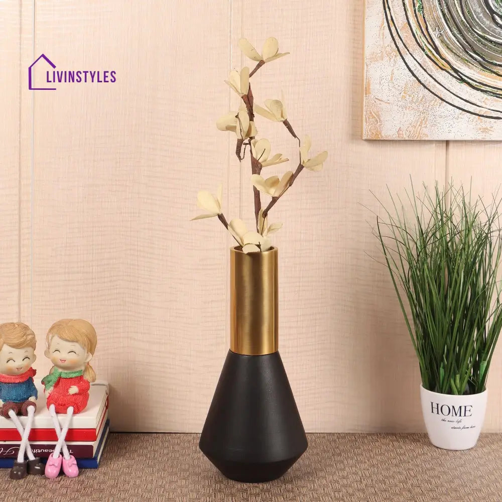 Matt Gold And Black Aluminum Deidra Table Vase